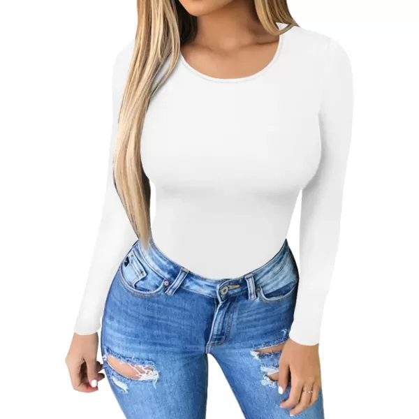 MANGOPOP Womens Round Collar Long Sleeve Bodysuit  Deep V Neck Long Sleeve Tops BodysuitMANGOPOP Womens Round Collar Long Sleeve Bodysuit  Deep V Neck Long Sleeve Tops Bodysuit