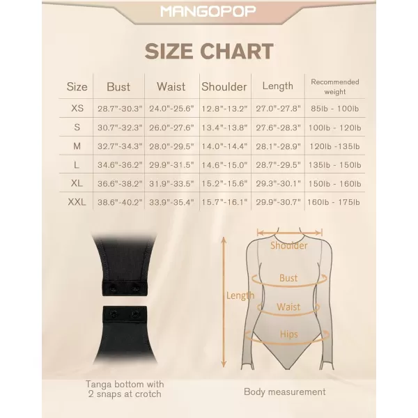 MANGOPOP Mock Turtleneck V Neck Long Sleeve Bodysuit for Women Cutout Front Body Suit SexyBlack