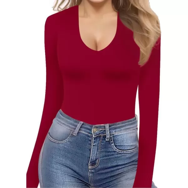 A Long Sleeve Wine Red