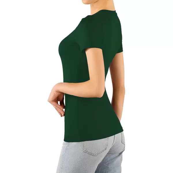 MANGOPOP Womens Short Sleeve Long Sleeve Crew Neck T Shirts Tops TeesShort Sleeve Deep Green