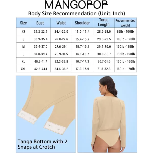 MANGOPOP Womens Body Suits V Neck Loose Fit Satin Blouse Sleeveless Long Sleeve Tank Bodysuit Tops ElegantLong Sleeve Champagne