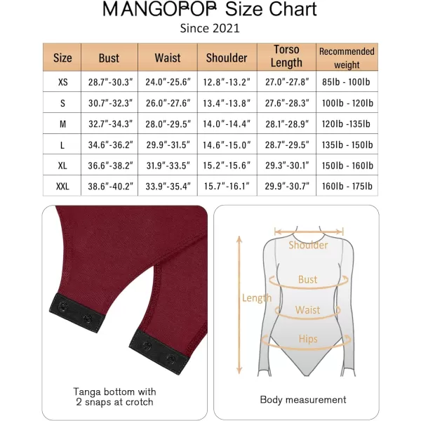 MANGOPOP Mock Turtleneck Bodysuit Mesh Sheer Long Sleeve Bodysuits for Women Sexy TopsBurgundy