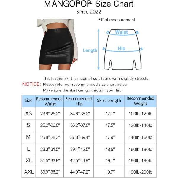 MANGOPOP Women Basic High Waisted Mini Short Pencil Bodycon Faux Leather SkirtA Black035