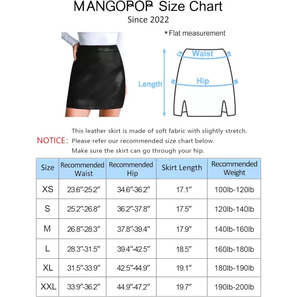 MANGOPOP Women Basic High Waisted Mini Short Pencil Bodycon Faux Leather SkirtA3 Black015