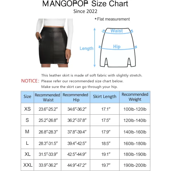 MANGOPOP Women Basic High Waisted Mini Short Pencil Bodycon Faux Leather SkirtA4 Black032