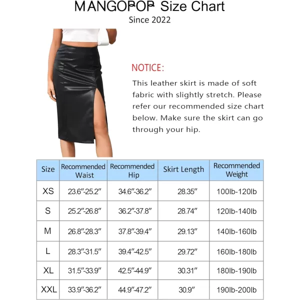 MANGOPOP Womens Basic High Waist Faux Leather Bodycon Mini Pencil SkirtA2 Black Long