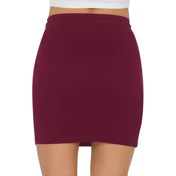 MANGOPOP Womens Ribbed Bodycon Skirt Elastic High Waist Pencil Short Mini SkirtBurgundy036