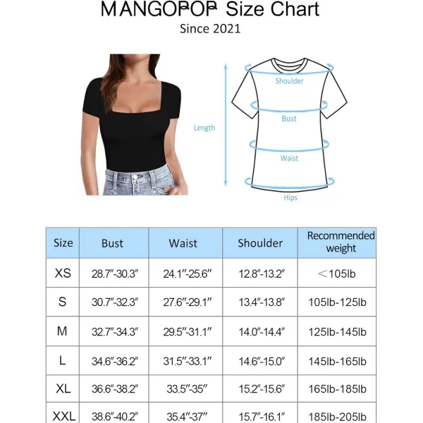 MANGOPOP Womens Short Sleeve Long Sleeve Square Neck T Shirts Tops TeesB Short Sleeve Black