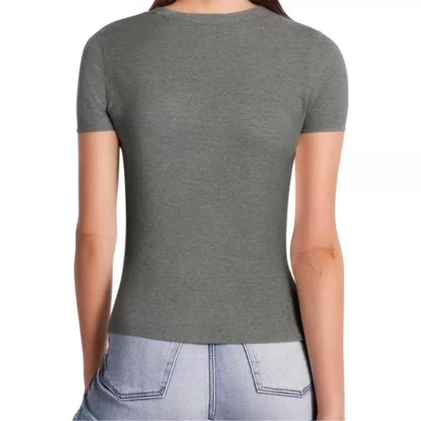 MANGOPOP Womens Short Sleeve Long Sleeve Square Neck T Shirts Tops TeesShort Sleeve Dark Heather Grey