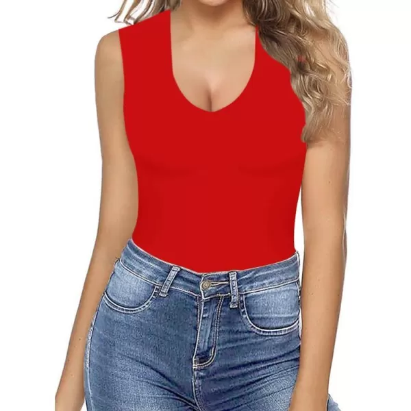 Deep V Neck Red