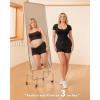 imageMANGOPOP Shapewear Bodysuits for Women Tummy Control Scoop Neck Short Sleeve Seamless Thong Compression body shaper TopsBlack