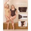 imageMANGOPOP Shapewear Bodysuits for Women Tummy Control Scoop Neck Short Sleeve Seamless Thong Compression body shaper TopsFlesh