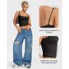 imageMANGOPOP Womens Camisole Tank Tops Square Neck Spaghetti Strap Cami Double Lined Sleeveless Crop Top Sexy ShirtsA1 Black