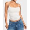 imageMANGOPOP Womens Camisole Tank Tops Square Neck Spaghetti Strap Cami Double Lined Sleeveless Crop Top Sexy ShirtsA2 White