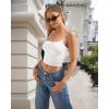 imageMANGOPOP Womens Camisole Tank Tops Square Neck Spaghetti Strap Cami Double Lined Sleeveless Crop Top Sexy ShirtsA2 White
