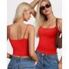 imageMANGOPOP Womens Camisole Tank Tops Square Neck Spaghetti Strap Cami Double Lined Sleeveless Crop Top Sexy ShirtsB1 Red