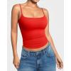 imageMANGOPOP Womens Camisole Tank Tops Square Neck Spaghetti Strap Cami Double Lined Sleeveless Crop Top Sexy ShirtsB1 Red