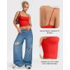 imageMANGOPOP Womens Camisole Tank Tops Square Neck Spaghetti Strap Cami Double Lined Sleeveless Crop Top Sexy ShirtsB1 Red