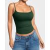 imageMANGOPOP Womens Camisole Tank Tops Square Neck Spaghetti Strap Cami Double Lined Sleeveless Crop Top Sexy ShirtsB2 Deep Green