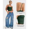 imageMANGOPOP Womens Camisole Tank Tops Square Neck Spaghetti Strap Cami Double Lined Sleeveless Crop Top Sexy ShirtsB2 Deep Green