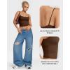 imageMANGOPOP Womens Camisole Tank Tops Square Neck Spaghetti Strap Cami Double Lined Sleeveless Crop Top Sexy ShirtsBrown