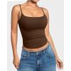 imageMANGOPOP Womens Camisole Tank Tops Square Neck Spaghetti Strap Cami Double Lined Sleeveless Crop Top Sexy ShirtsBrown