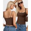 imageMANGOPOP Womens Camisole Tank Tops Square Neck Spaghetti Strap Cami Double Lined Sleeveless Crop Top Sexy ShirtsBrown