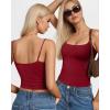 imageMANGOPOP Womens Camisole Tank Tops Square Neck Spaghetti Strap Cami Double Lined Sleeveless Crop Top Sexy ShirtsBurgundy