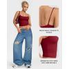 imageMANGOPOP Womens Camisole Tank Tops Square Neck Spaghetti Strap Cami Double Lined Sleeveless Crop Top Sexy ShirtsBurgundy
