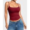 imageMANGOPOP Womens Camisole Tank Tops Square Neck Spaghetti Strap Cami Double Lined Sleeveless Crop Top Sexy ShirtsBurgundy