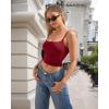 imageMANGOPOP Womens Camisole Tank Tops Square Neck Spaghetti Strap Cami Double Lined Sleeveless Crop Top Sexy ShirtsBurgundy
