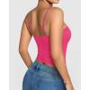 imageMANGOPOP Womens Camisole Tank Tops Square Neck Spaghetti Strap Cami Double Lined Sleeveless Crop Top Sexy ShirtsC Barbie Pink