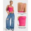 imageMANGOPOP Womens Camisole Tank Tops Square Neck Spaghetti Strap Cami Double Lined Sleeveless Crop Top Sexy ShirtsC Barbie Pink
