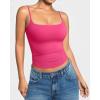imageMANGOPOP Womens Camisole Tank Tops Square Neck Spaghetti Strap Cami Double Lined Sleeveless Crop Top Sexy ShirtsC Barbie Pink