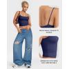 imageMANGOPOP Womens Camisole Tank Tops Square Neck Spaghetti Strap Cami Double Lined Sleeveless Crop Top Sexy ShirtsC Deep Blue