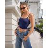 imageMANGOPOP Womens Camisole Tank Tops Square Neck Spaghetti Strap Cami Double Lined Sleeveless Crop Top Sexy ShirtsC Deep Blue