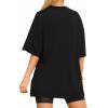 imageMANGOPOP Womens Oversized T Shirts Short Sleeve Crewneck Loose Fit Tops Summer Basic TeeA Black