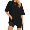 imageMANGOPOP Womens Oversized T Shirts Short Sleeve Crewneck Loose Fit Tops Summer Basic TeeA Black