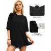 imageMANGOPOP Womens Oversized T Shirts Short Sleeve Crewneck Loose Fit Tops Summer Basic TeeA Black