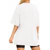 imageMANGOPOP Womens Oversized T Shirts Short Sleeve Crewneck Loose Fit Tops Summer Basic TeeA Creamy White