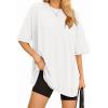 imageMANGOPOP Womens Oversized T Shirts Short Sleeve Crewneck Loose Fit Tops Summer Basic TeeA Creamy White