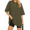imageMANGOPOP Womens Oversized T Shirts Short Sleeve Crewneck Loose Fit Tops Summer Basic TeeArmy Green