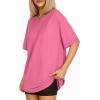 imageMANGOPOP Womens Oversized T Shirts Short Sleeve Crewneck Loose Fit Tops Summer Basic TeeBarbie Pink