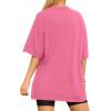 imageMANGOPOP Womens Oversized T Shirts Short Sleeve Crewneck Loose Fit Tops Summer Basic TeeBarbie Pink