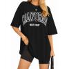 imageMANGOPOP Womens Oversized T Shirts Short Sleeve Crewneck Loose Fit Tops Summer Basic TeeBlack Ca