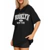 imageMANGOPOP Womens Oversized T Shirts Short Sleeve Crewneck Loose Fit Tops Summer Basic TeeBlack Ny