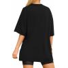 imageMANGOPOP Womens Oversized T Shirts Short Sleeve Crewneck Loose Fit Tops Summer Basic TeeBlack Ny