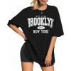 imageMANGOPOP Womens Oversized T Shirts Short Sleeve Crewneck Loose Fit Tops Summer Basic TeeBlack Ny