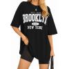 imageMANGOPOP Womens Oversized T Shirts Short Sleeve Crewneck Loose Fit Tops Summer Basic TeeBlack Ny