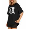 imageMANGOPOP Womens Oversized T Shirts Short Sleeve Crewneck Loose Fit Tops Summer Basic TeeBlack Usa